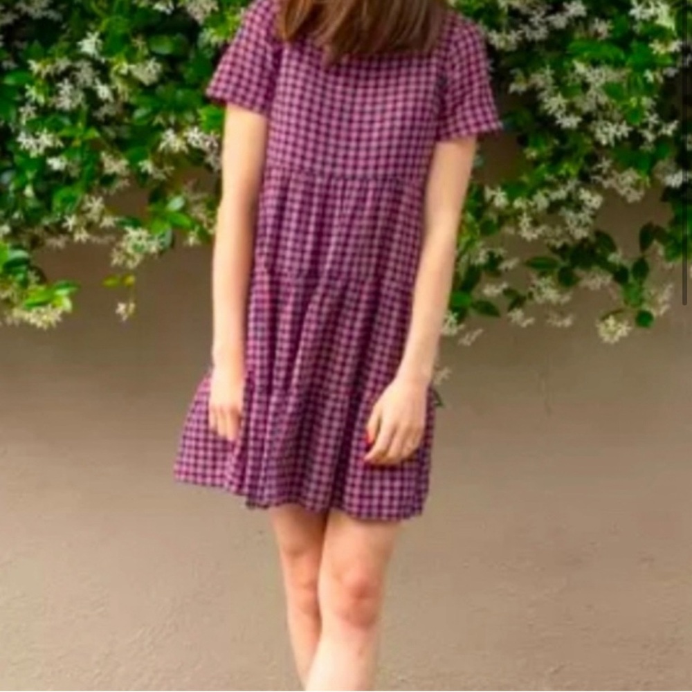 Madewell tiered gauzy checkered dress